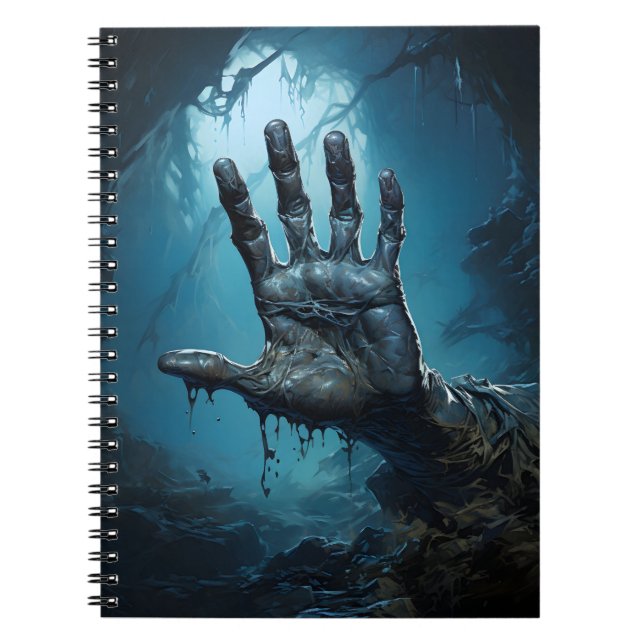 Zombie Hand Coming Out Of Grave Scary Halloween  Notebook (Front)