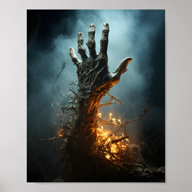 Zombie Hand Coming Out Of Grave Scary Halloween  Poster (Front)