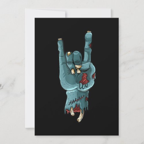 Zombie Hand Funny Halloween Rocker Rock Easy Invitation