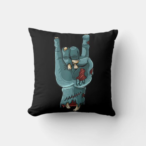 Zombie Hand Funny Halloween Rocker Rock Easy Throw Pillow
