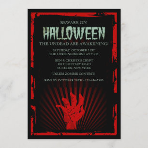 Zombie Hand Halloween Party Invitation