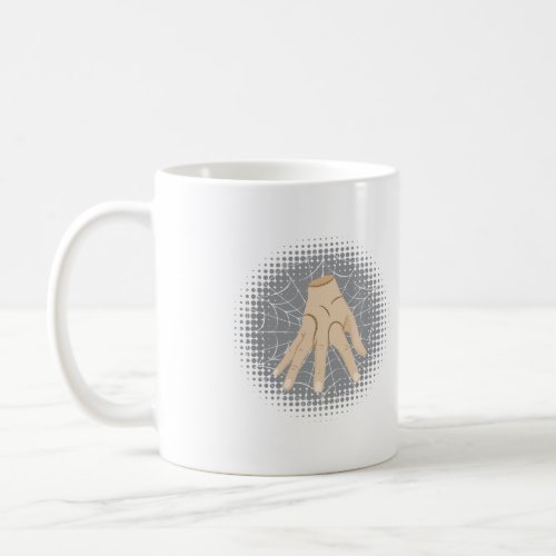 Zombie hand in spider web coffee mug