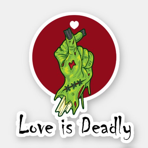 zombie hand love heart sticker