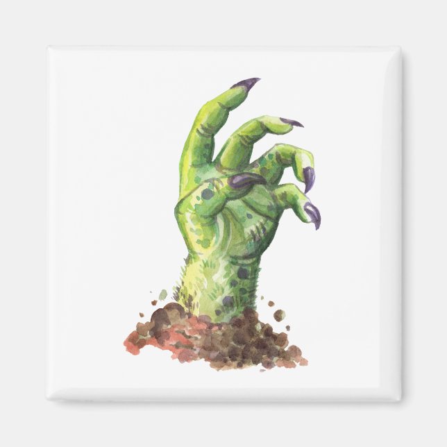 Zombie hand sticking out of the ground magnet (Front)