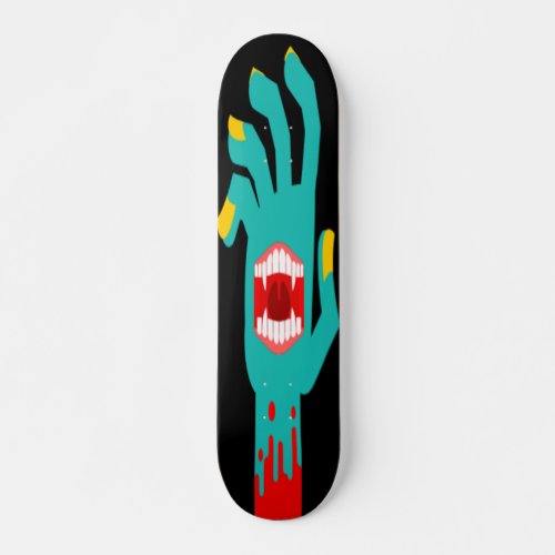 Zombie Hand with Mouth Vector Illustration Skateboard