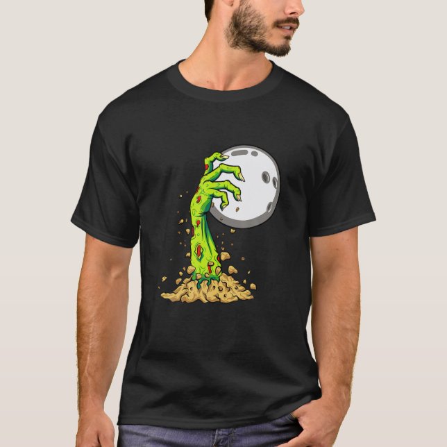 Zombie Hands Bowling Halloween Costume Sports Love T-Shirt (Front)