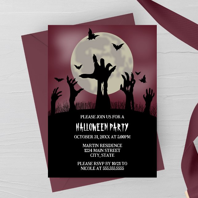 Zombie Hands Halloween Party Invitation (Creator Uploaded)