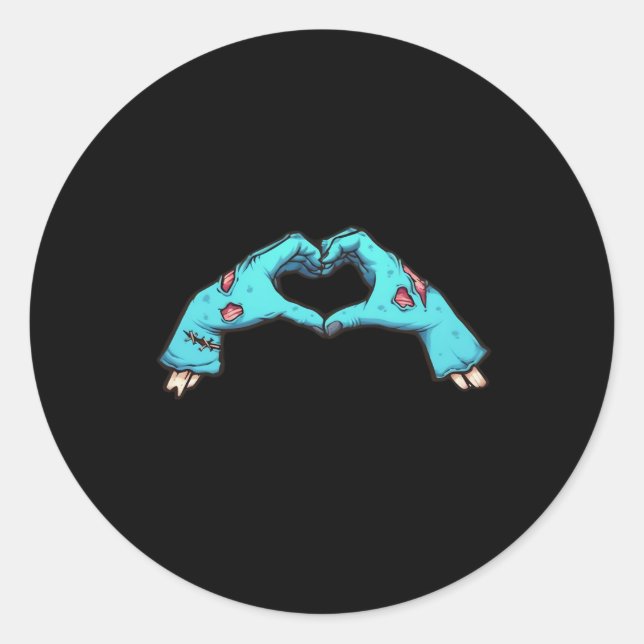 Zombie Hands Heart Halloween Spooky Creative Style Classic Round Sticker (Front)