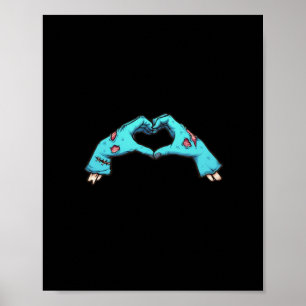 Zombie Hands Heart Halloween Spooky Creative Style Poster