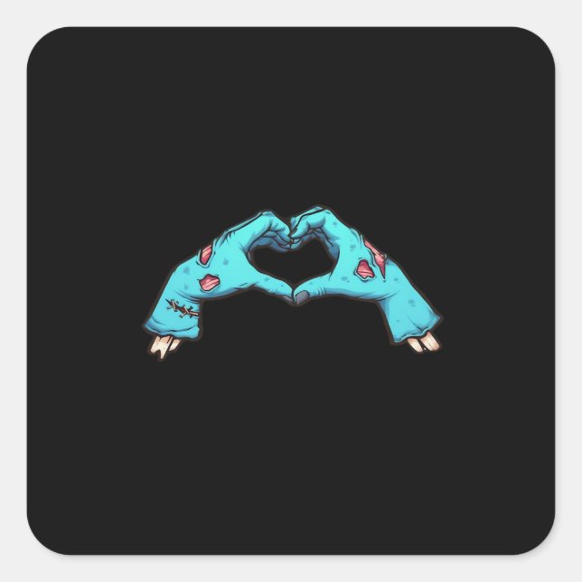 Zombie Hands Heart Halloween Spooky Creative Style Square Sticker (Front)
