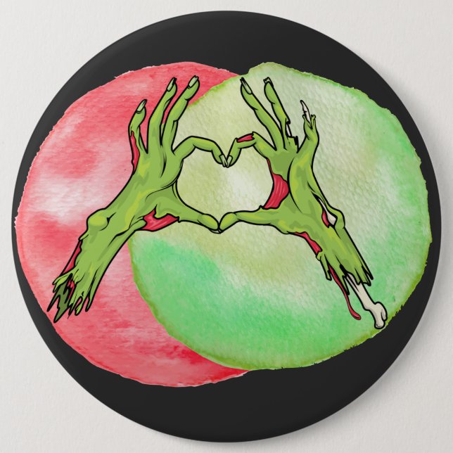 Zombie Hands making Heart shape, Love Halloween  Button (Front)