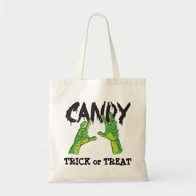 Zombie Hands Trick or Treat Budget Tote Bag (Front)