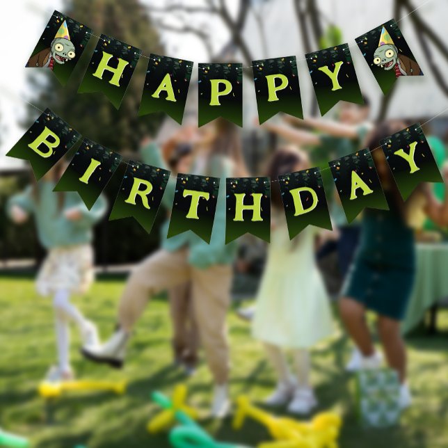 Zombie Happy Birthday Boy Halloween Monsters Bunting Flags (Creator Uploaded)