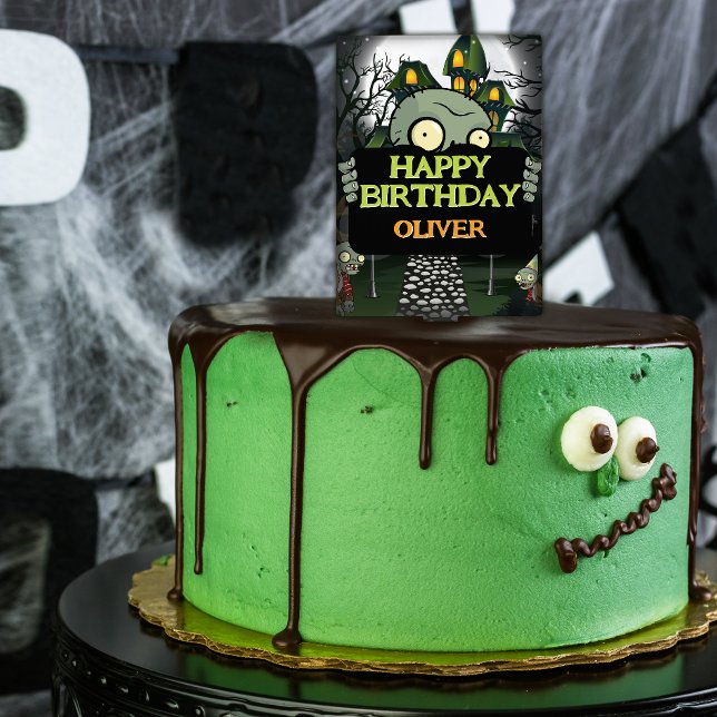 Zombie Happy Birthday Halloween Boy Scary Cake Topper (Creator Uploaded)