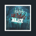 Zombie Happy Birthday Party Paper Napkins<br><div class="desc">Zombie Happy Birthday Party Napkins. Customize with any text. Matching items available.</div>