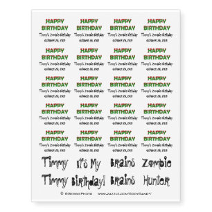 Zombie Happy Birthday Temporary Tattoos