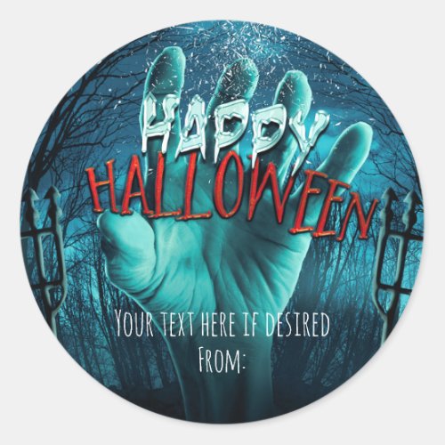 Zombie Happy Halloween Party Favor Classic Round Sticker