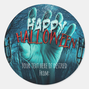Zombie Happy Halloween Party Favor Classic Round Sticker