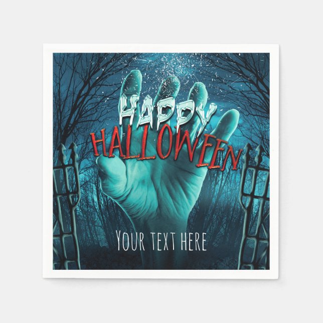 Zombie Happy Halloween Party Paper Napkins (Front)