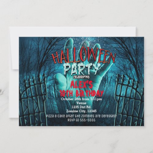Zombie Haunted Halloween Costume Party Invitations