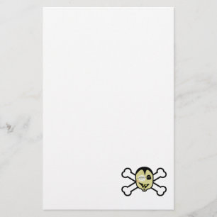 zombie head and crossbones stationery