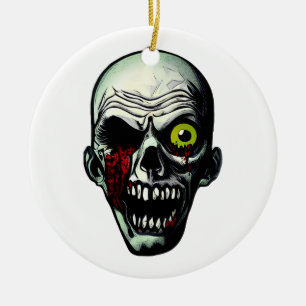 Zombie Head Ceramic Ornament