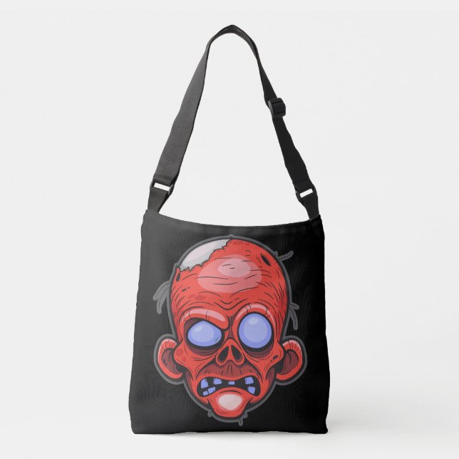 Zombie Head Illustration Art Crossbody Bag (Front)