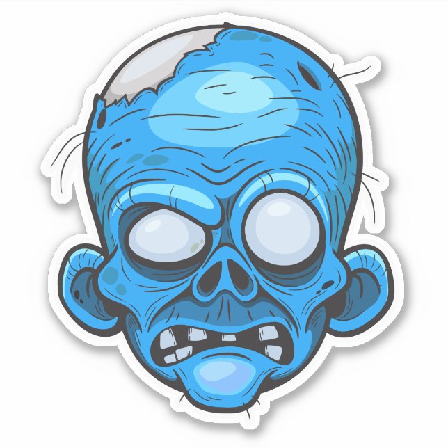 Zombie Head Illustration Art Sticker (Front)