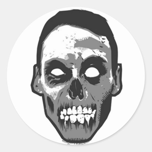 Zombie Head Logo Classic Round Sticker