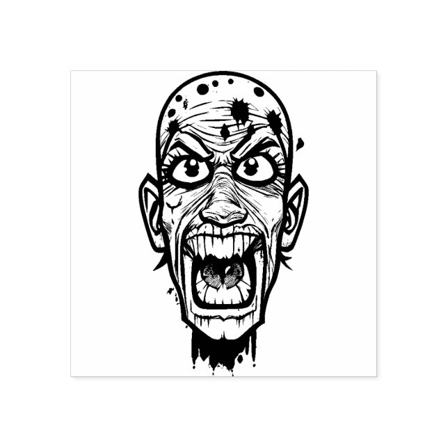 Zombie Head Rubber Stamp (Imprint)