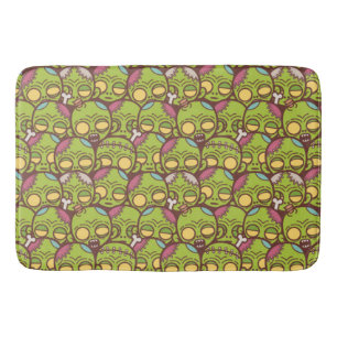 Zombie Head Seamless Pattern Bath Mat