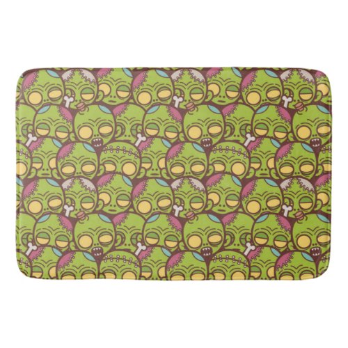 Zombie Head Seamless Pattern Bath Mat