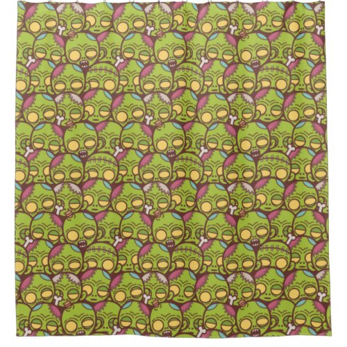 Zombie Head Seamless Pattern Shower Curtain