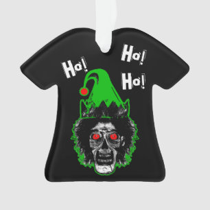 Zombie - Ho! Ho! Ho! Curved Hat on Black Ornament