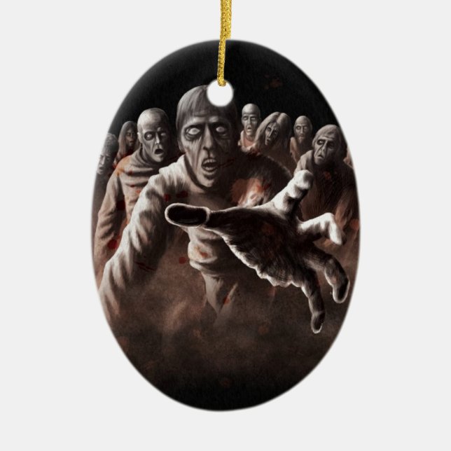 Zombie Horde Ceramic Ornament (Front)