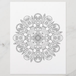 Zombie Horde Halloween Mandala Coloring Page