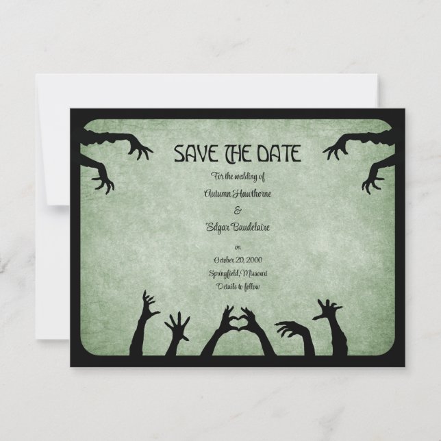 Zombie Horror Halloween Wedding Save The Date (Front)