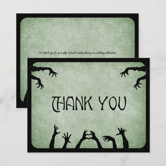 Zombie Horror Halloween Wedding Thank You Card (Front/Back)