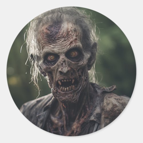 Zombie Horror Head Classic Round Sticker