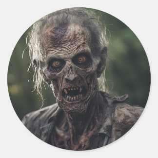 Zombie Horror Head Classic Round Sticker