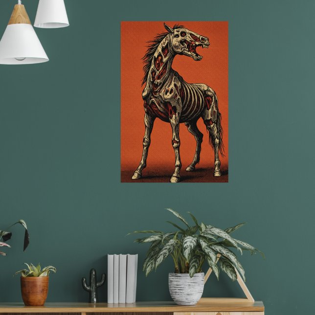 Zombie Horse on Bold Orange Scene Poster (Living Room 1)