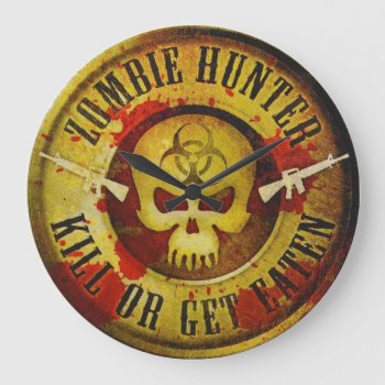 Zombie Hunter Large Clock by BizzleApparel at Zazzle