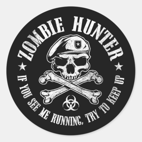 zombie hunter undead living dead classic round sticker
