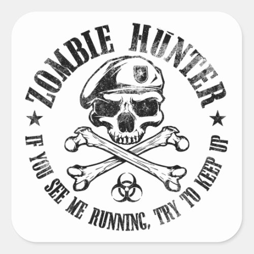 zombie hunter undead living dead square sticker