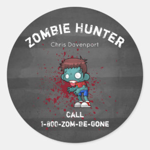 Zombie Hunter with Blood Splatter Creepy Cool Classic Round Sticker