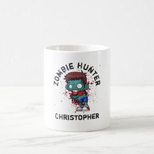 Zombie Hunter with Blood Splatter Creepy Cool Coffee Mug