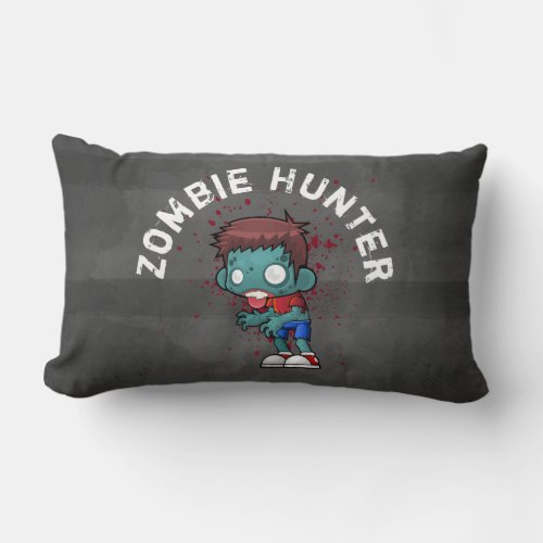 Zombie Hunter with Blood Splatter Creepy Cool Lumbar Pillow