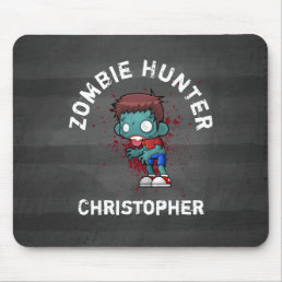 Zombie Hunter with Blood Splatter Creepy Cool Mouse Pad