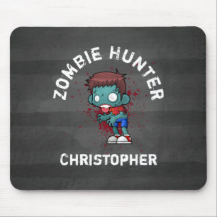 Zombie Hunter with Blood Splatter Creepy Cool Mouse Pad