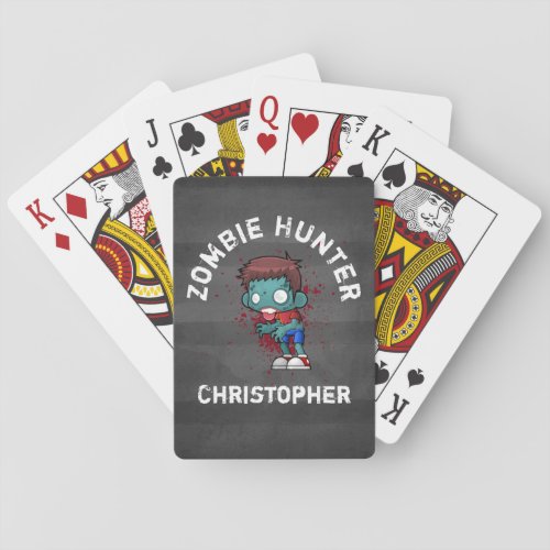 Zombie Hunter with Blood Splatter Creepy Cool Poker Cards